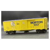 yellow O Scale Morton Salt boxcar, likely
