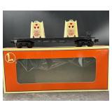 Black O-gauge train car, Lionel 6-6805 flat car