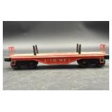 Red vintage Lionel O Gauge #6121 flat car