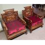 AMAZING INLAID HAND CARVED ORIENTAL SOFA & CHAIRS