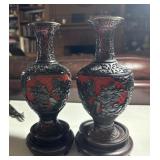 2 Cinnabar Vases