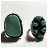 2 Turquoise Stone Rings