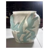 White Vase with Blue Bird Design