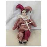 Musical Porcelain Jester Doll