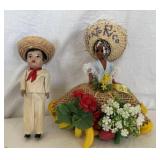 Mexican Composition Doll & Puerto Rico Doll