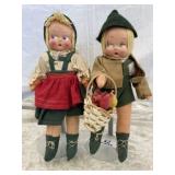 Pair of Antique Composition Face German Dolls