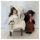 2 Dolls & Chair