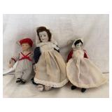 3 Small China Head Dolls