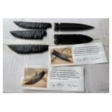 5 Hand Knapped Obsidian Blades