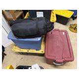 3 Totes of Bedding & Clothing