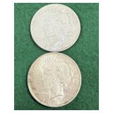 2- 1922 Silver Peace Dollars