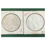 2- 1923 S Silver Peace Dollars