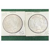 2- 1923 Silver Peace Dollars