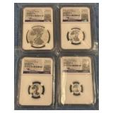 Set of 4 2023 T1 Fractional Fiji Silver Eagle
