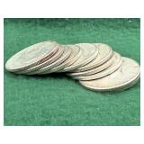 10 Silver Kennedy Half Dollar Coins