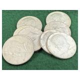 10 Silver Kennedy Half Dollar Coins