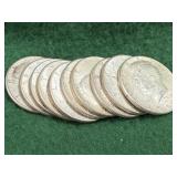 10 Silver Kennedy Half Dollar Coins