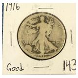 1916 Silver Walking Liberty Half Dollar