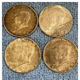 4 Silver Kennedy Half Dollar Coins