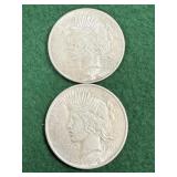 2- 1922 Silver Peace Dollars