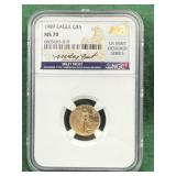 1989 Gold Eagle $5 Coin NGC MS70