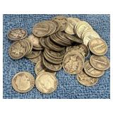 50 Silver Dimes - Mercury and Roosevelt