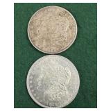 2- 1921 Silver Morgan Dollars
