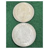 2- 1921 Silver Morgan Dollars