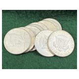 10 Silver Kennedy Half Dollar Coins