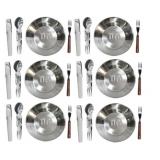 6 SS Plates and Utensils Package
