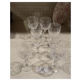 9 Czech Crystal Wine Glasses