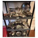 3 Shelves of Silver Plate Table Wares
