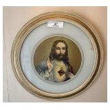 Vintage Round Jesus Religious Print