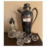 Cocktail Shaker & Misc Crystal