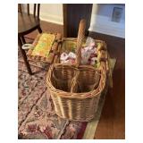 Woven Picnic Basket with Champagne Glasses