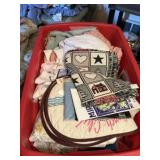 Large Tote of Table Cloths, Sheets & Misc. Linens