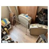 3 Piece Set Vintage Luggage & Chrome Shoe Rack