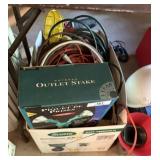 Outdoor Light & Large Lot of Electric Cords