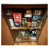 Cabinet of Tins & Misc. Kitchenwares
