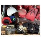 Lot of Work Gloves, Hard Hats & Shop Light