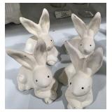4 Clay Rabbit Figurines