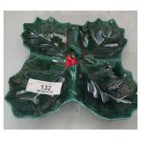 Vintage Lefton Japan Holly Divided Dish
