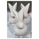 3 Clay Rabbit Figurines