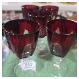 Set of 5 Ruby Red Wine Glasses