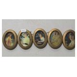 5 Small Oval Connected Hanging Picture Frames