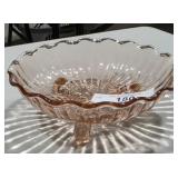 Pink Depression Glass Footed Candy Dish