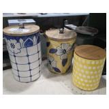 3 Ornate Canisters with Lids