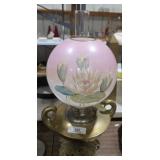 Large Ornate Brass Hurricane Lamp
