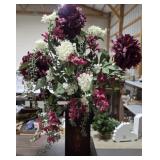 Wooden Canister W/ Floral Arrangement
