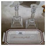 Christmas Dish & Crystal Candleholders
